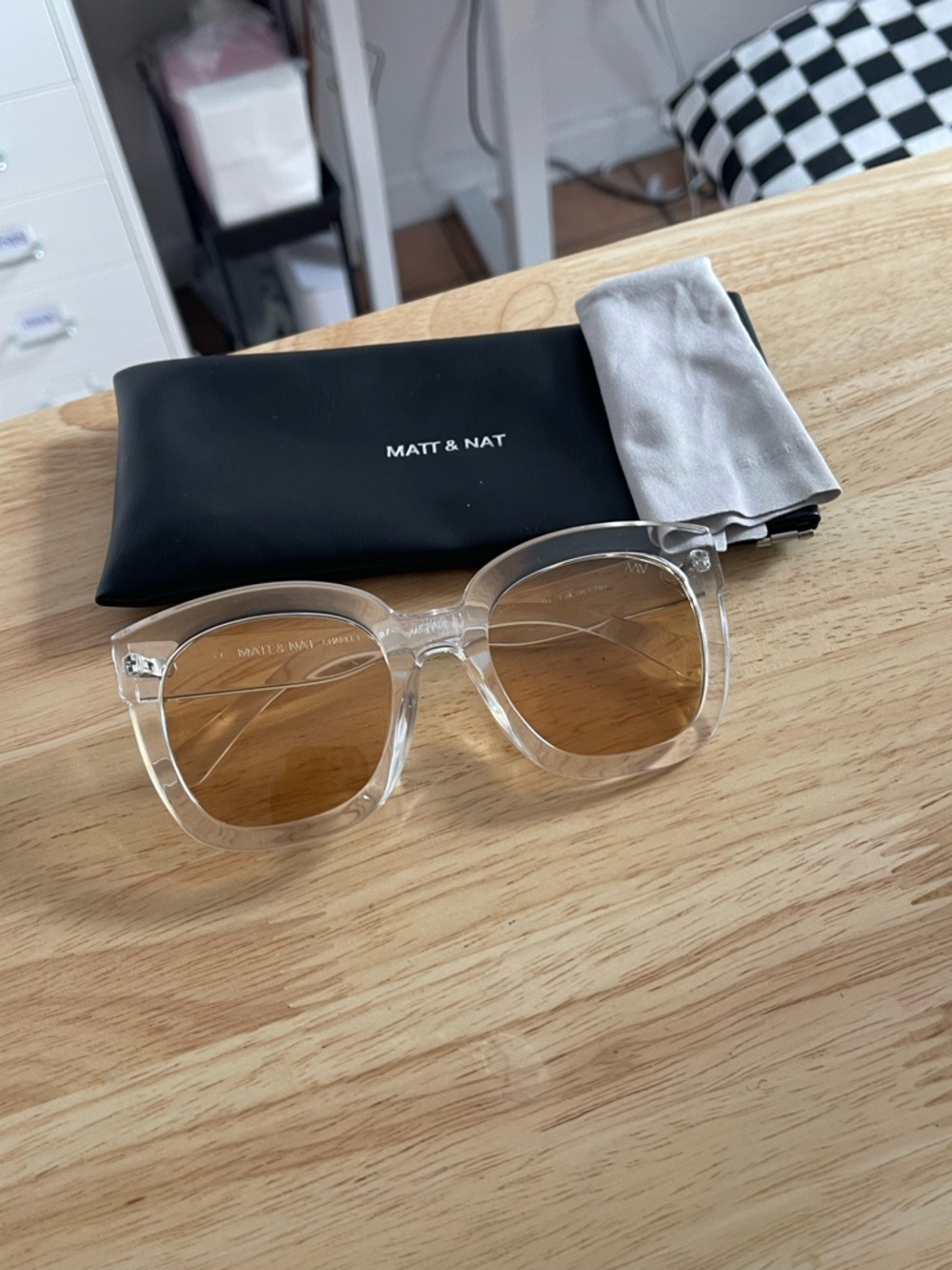 Matt & Nat Clear Frame Sunglasses with Amber Lenses